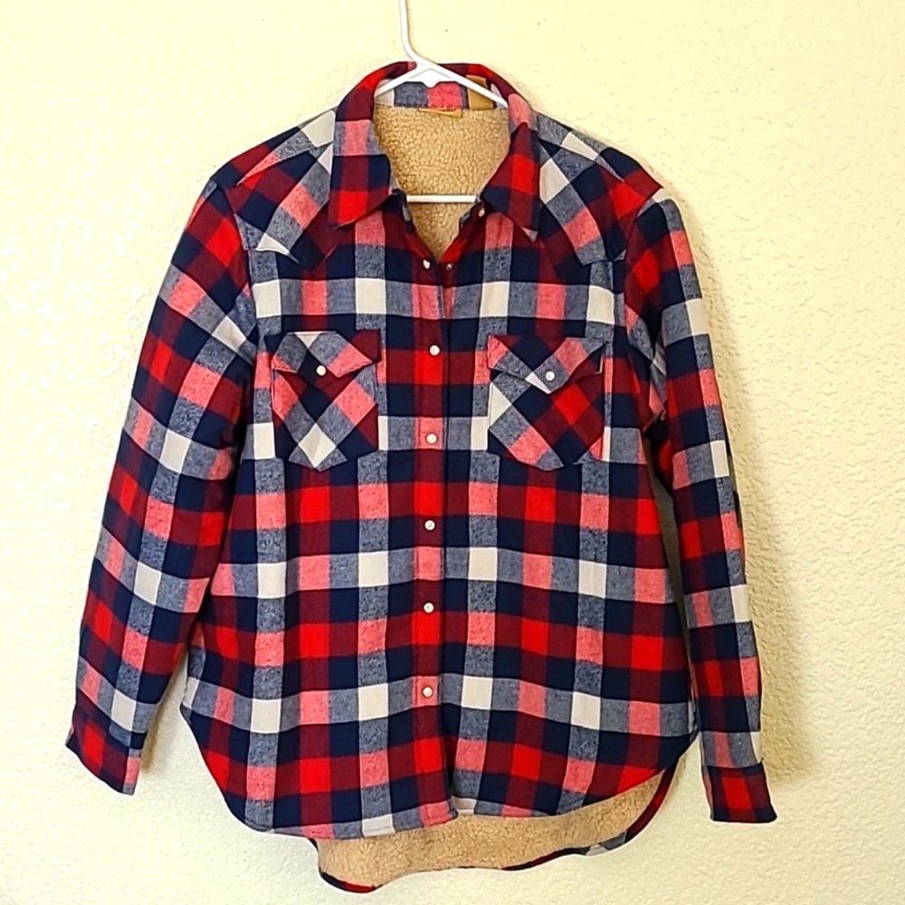 Wrangler sherpa lined shacket, M, EUC